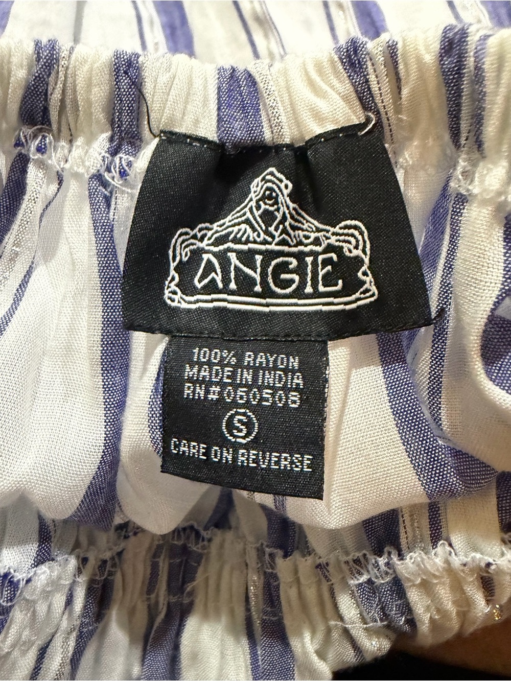 Angie Blue White Striped Tiered Sundress Metallic Lurex Tie Front Boho NWT S - Picture 9 of 9